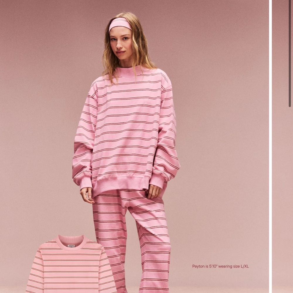 Parke Valentines Stripped Pink Mockneck Set